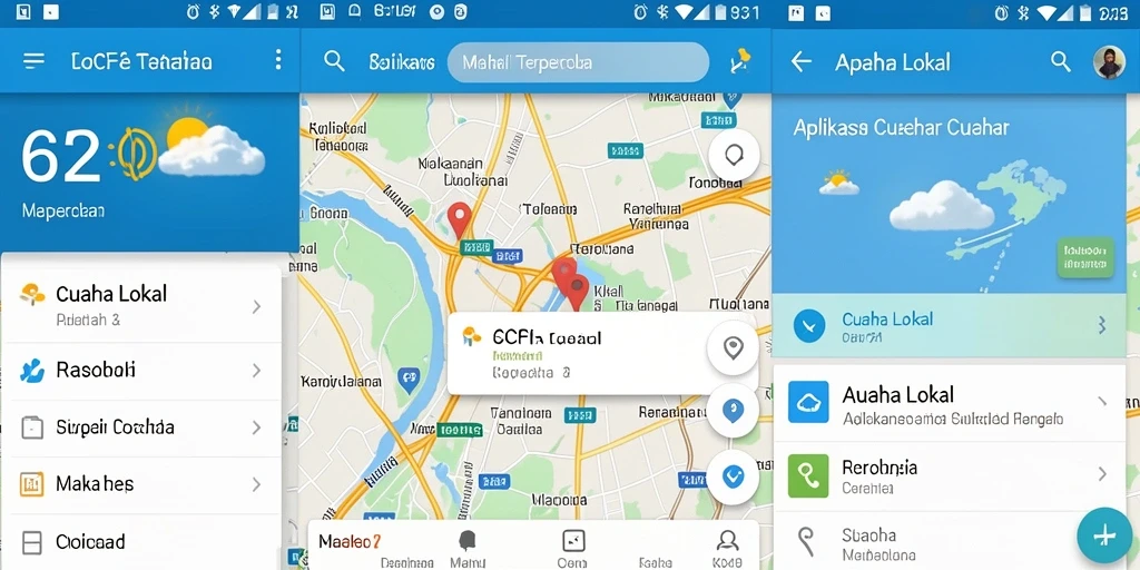 Antarmuka aplikasi 6CF menampilkan informasi cuaca lokal dengan jelas.