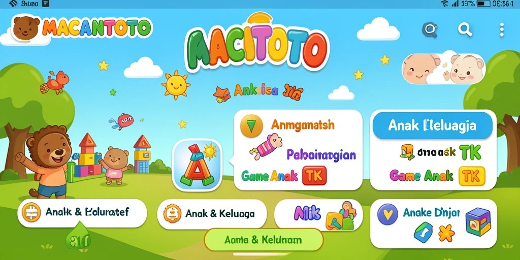 Tampilan permainan edukatif yang menarik dan interaktif untuk anak-anak.