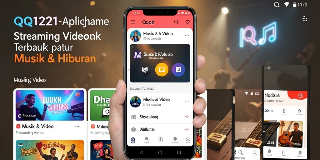Screenshot antarmuka aplikasi QQ1221 menampilkan berbagai pilihan video streaming.