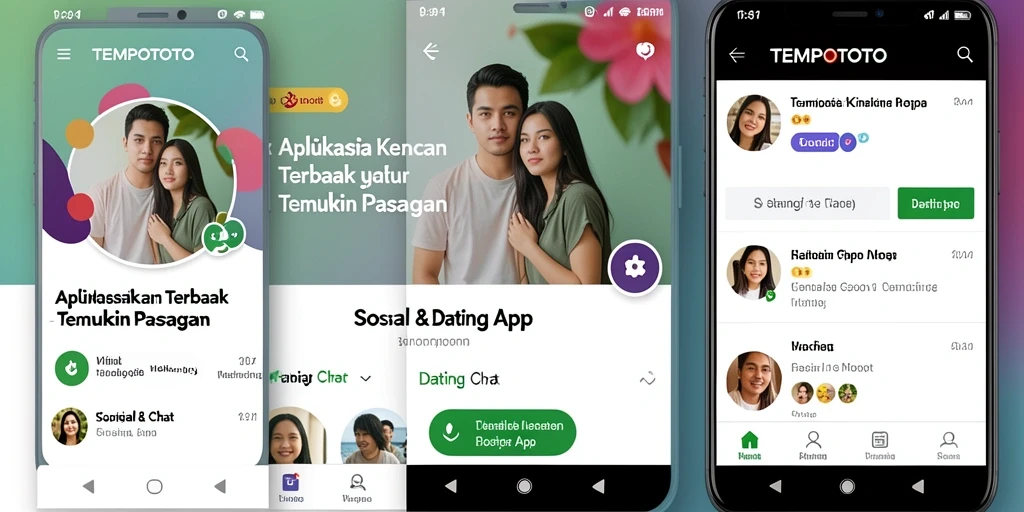 Antarmuka aplikasi TEMPOTOTO yang menarik dan interaktif untuk kencan.