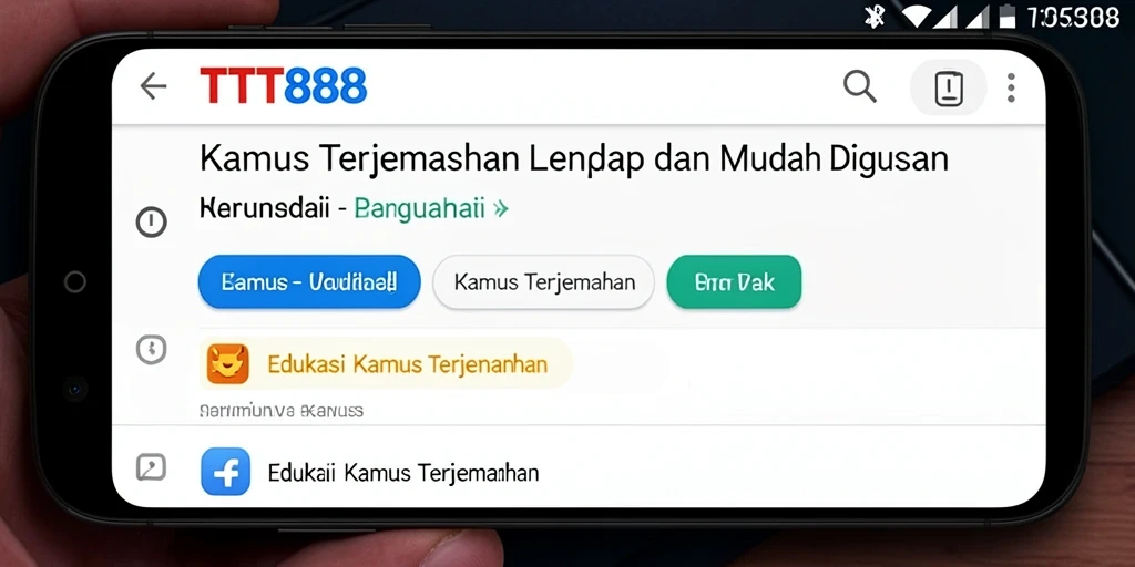 Tampilan antarmuka TTT888 yang intuitif untuk Kamus Terjemahan.